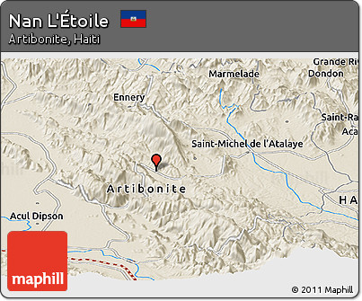 Shaded Relief Panoramic Map of Nan L'Étoile