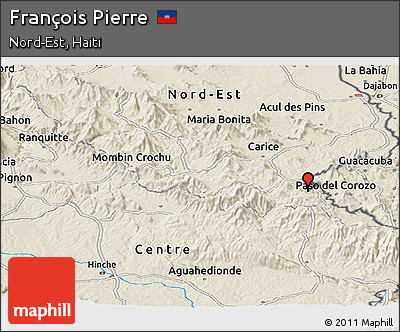 Shaded Relief Panoramic Map of François Pierre