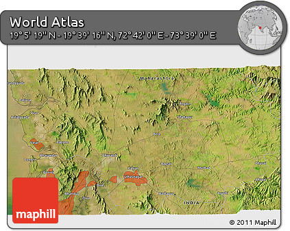 Satellite 3D Map of the Area around 19° 22' 18" N, 73° 10' 30" E