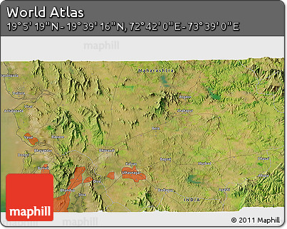 Satellite 3D Map of the Area around 19° 22' 18" N, 73° 10' 30" E