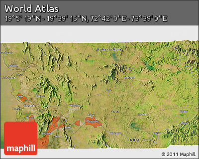 Satellite 3D Map of the Area around 19° 22' 18" N, 73° 10' 30" E