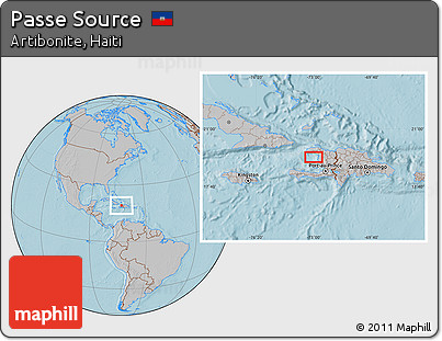 Gray Location Map of Passe Source, hill shading