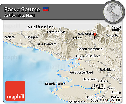 Shaded Relief Panoramic Map of Passe Source