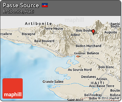 Shaded Relief Panoramic Map of Passe Source