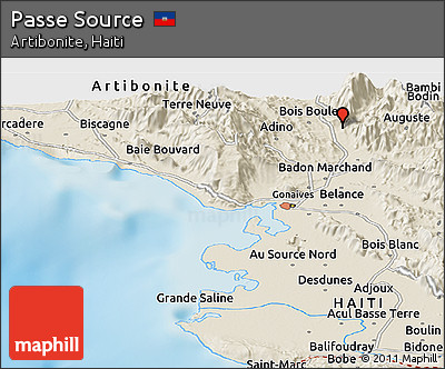 Shaded Relief Panoramic Map of Passe Source