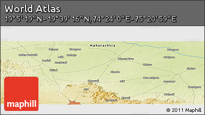 Physical Panoramic Map of the Area around 19° 22' 18" N, 74° 52' 30" E