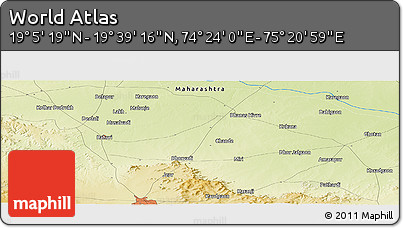 Physical Panoramic Map of the Area around 19° 22' 18" N, 74° 52' 30" E