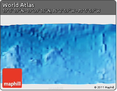 Physical 3D Map of the Area around 19° 22' 18" N, 75° 34' 29" W