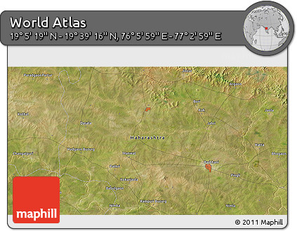 Satellite 3D Map of the Area around 19° 22' 18" N, 76° 34' 29" E