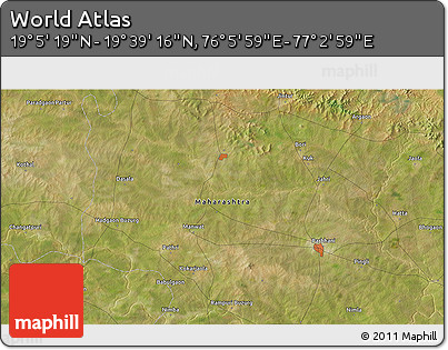 Satellite 3D Map of the Area around 19° 22' 18" N, 76° 34' 29" E