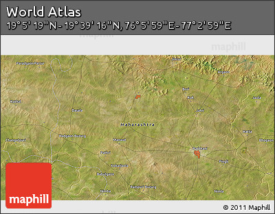 Satellite 3D Map of the Area around 19° 22' 18" N, 76° 34' 29" E