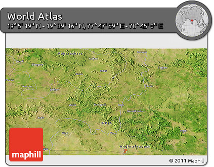 Satellite 3D Map of the Area around 19° 22' 18" N, 78° 16' 30" E