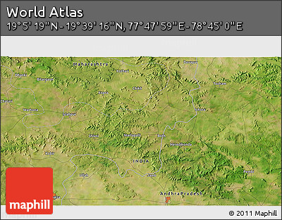 Satellite 3D Map of the Area around 19° 22' 18" N, 78° 16' 30" E