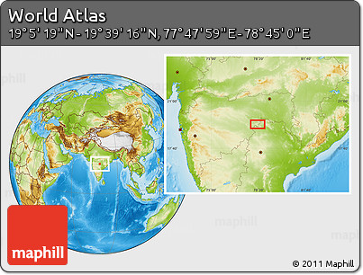 Physical Location Map of the Area around 19° 22' 18" N, 78° 16' 30" E