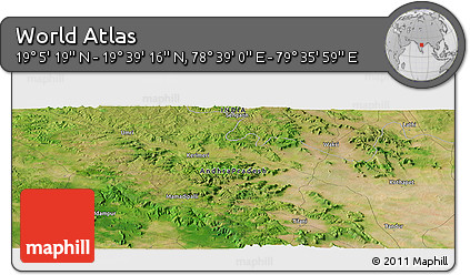 Satellite Panoramic Map of the Area around 19° 22' 18" N, 79° 7' 30" E
