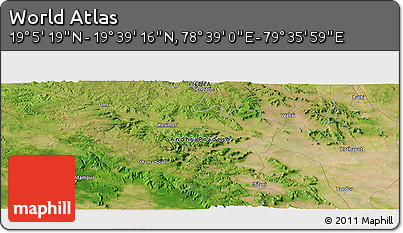 Satellite Panoramic Map of the Area around 19° 22' 18" N, 79° 7' 30" E