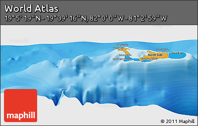 Political Panoramic Map of the Area around 19° 22' 18" N, 81° 31' 30" W