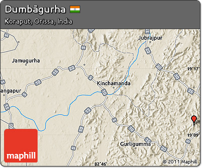 Shaded Relief Map of Dumbāgurha