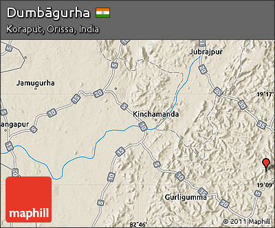 Shaded Relief Map of Dumbāgurha