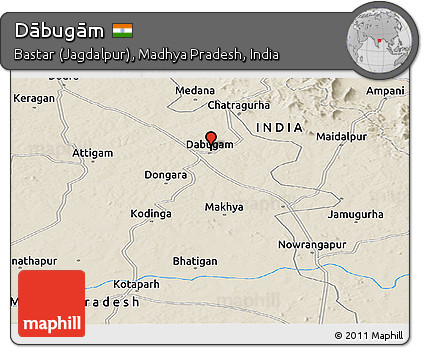 Shaded Relief Panoramic Map of Dābugām