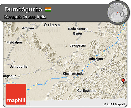 Shaded Relief Panoramic Map of Dumbāgurha