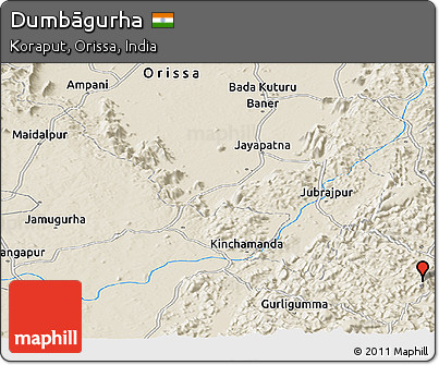 Shaded Relief Panoramic Map of Dumbāgurha