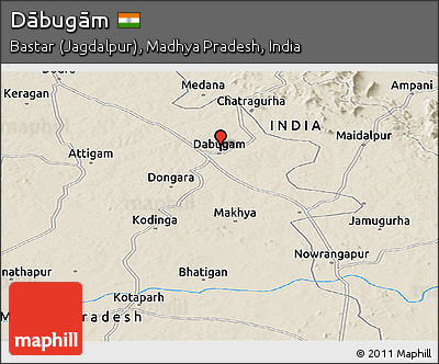 Shaded Relief Panoramic Map of Dābugām