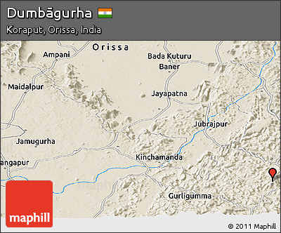 Shaded Relief Panoramic Map of Dumbāgurha