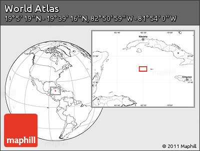 Blank Location Map of the Area around 19° 22' 18" N, 82° 22' 30" W