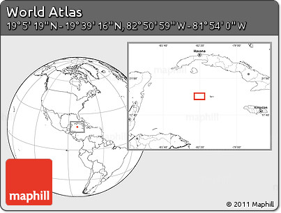 Blank Location Map of the Area around 19° 22' 18" N, 82° 22' 30" W