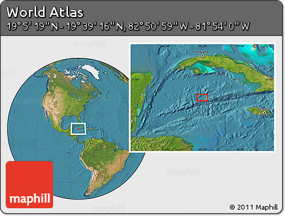Satellite Location Map of the Area around 19° 22' 18" N, 82° 22' 30" W
