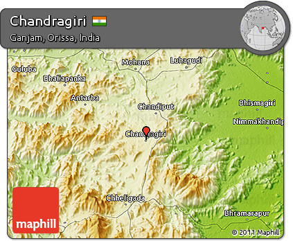 Physical 3D Map of Chandragiri