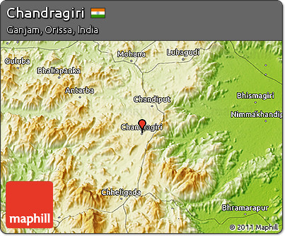 Physical 3D Map of Chandragiri