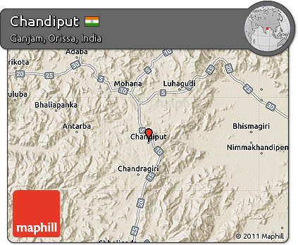 Shaded Relief Map of Chandiput
