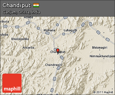 Shaded Relief Map of Chandiput
