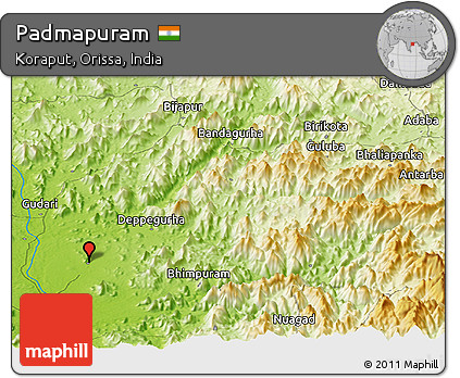Physical Panoramic Map of Padmapuram