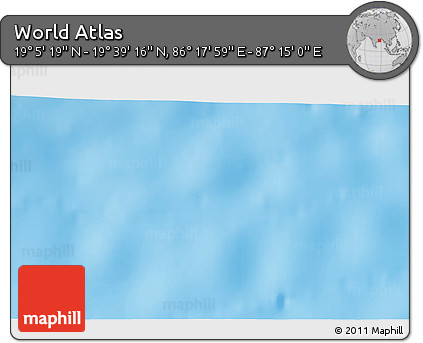 Physical 3D Map of the Area around 19° 22' 18" N, 86° 46' 30" E
