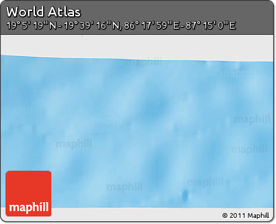 Physical 3D Map of the Area around 19° 22' 18" N, 86° 46' 30" E