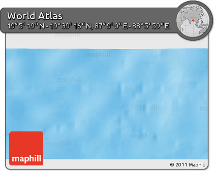Physical 3D Map of the Area around 19° 22' 18" N, 87° 37' 30" E
