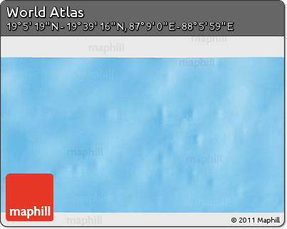 Physical 3D Map of the Area around 19° 22' 18" N, 87° 37' 30" E