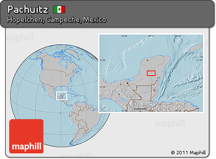 Gray Location Map of Pachuitz, hill shading