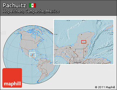 Gray Location Map of Pachuitz, hill shading