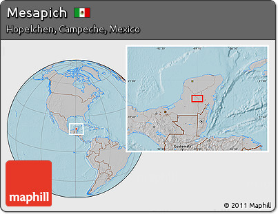 Gray Location Map of Mesapich, hill shading
