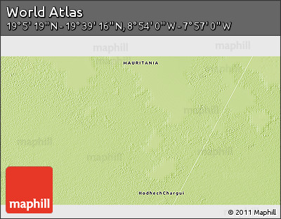 Physical 3D Map of the Area around 19° 22' 18" N, 8° 25' 30" W