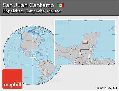 Gray Location Map of San Juan Cantemo