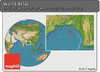 Satellite Location Map of the Area around 19° 22' 18" N, 91° 1' 30" E