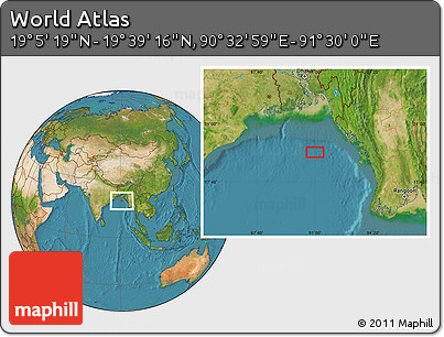 Satellite Location Map of the Area around 19° 22' 18" N, 91° 1' 30" E