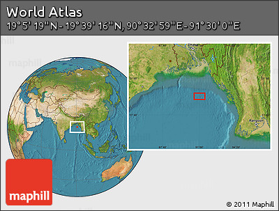 Satellite Location Map of the Area around 19° 22' 18" N, 91° 1' 30" E