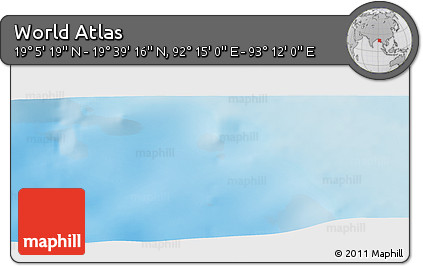 Physical Panoramic Map of the Area around 19° 22' 18" N, 92° 43' 29" E