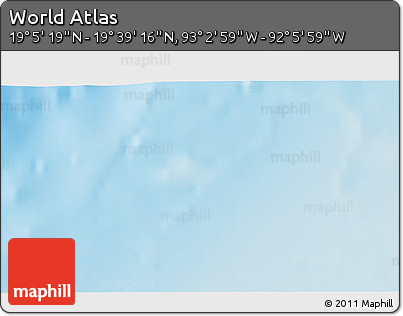 Physical 3D Map of the Area around 19° 22' 18" N, 92° 34' 29" W
